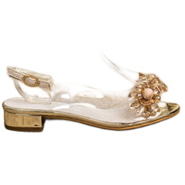Sabatina Transparenta sandaler med kristaller gyllene