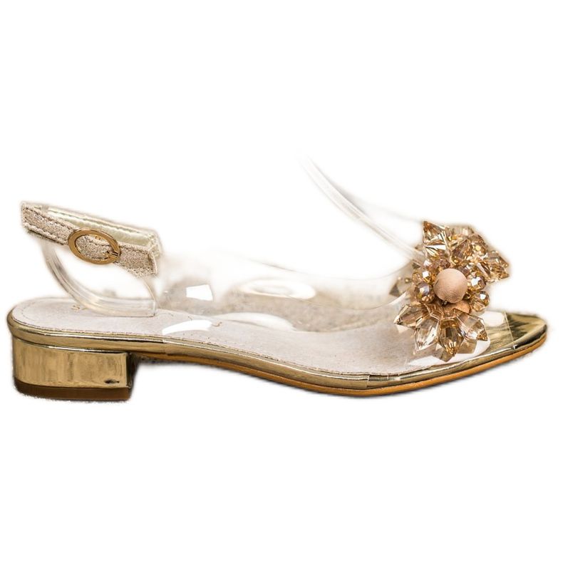 Sabatina Transparenta sandaler med kristaller gyllene