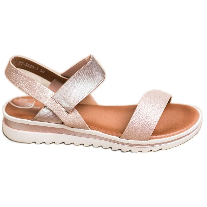 Best Shoes Trendiga slip-on sandaler rosa gyllene