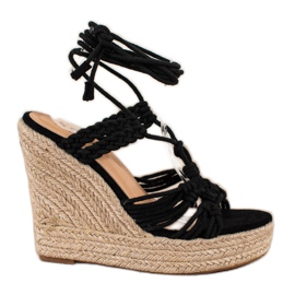 Seastar Knutna sandaler på en hög kil svart