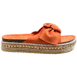 SHELOVET Tofflor med espadrillor med rosett orange