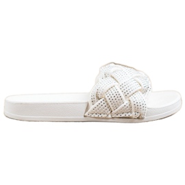 Groto Gogo Textil tofflor med kristaller vit