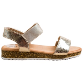 Kayla Glänsande ekolädersandaler gyllene