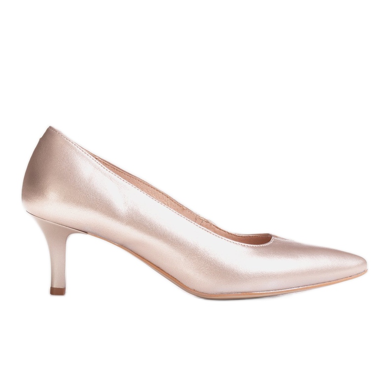 Marco Shoes Bekväma och klassiska 1039P platina stiletter med låga klackar gyllene