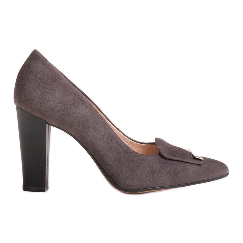 Marco Shoes 1008P bruna velourpumpar med utsmyckning