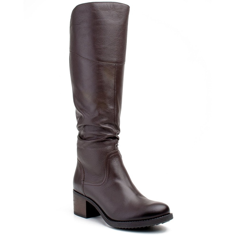 Marco Shoes Mörkbrun skrynklig läder -kosack