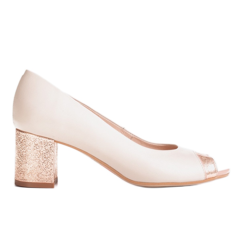 Marco Shoes Beige 1093P pumps med dekorativ häl