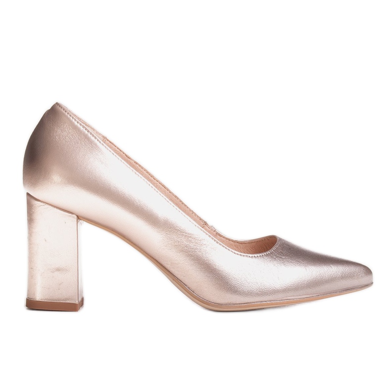 Marco Shoes 1066P platina pumpar med en intressant häl gyllene