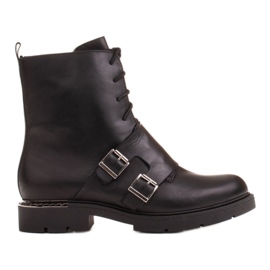 Marco Shoes Damskor med snörning 1364B med dubbelspänne svart