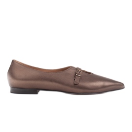 Marco Shoes Smala 1332P metalliska ballerinor med rem brun