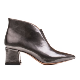 Marco Shoes 1460B smala gråa stövlar i skinn med gummiöverdel