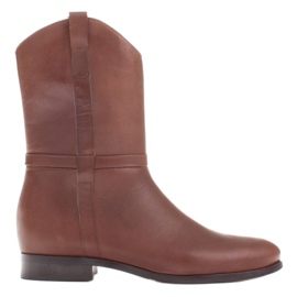 Marco Shoes Marco stövlar med låga klackar av känsligt naturläder brun