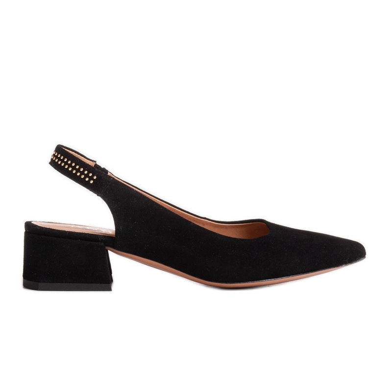 Marco Shoes Svarta sandaler i mocka med dekorativa strålar