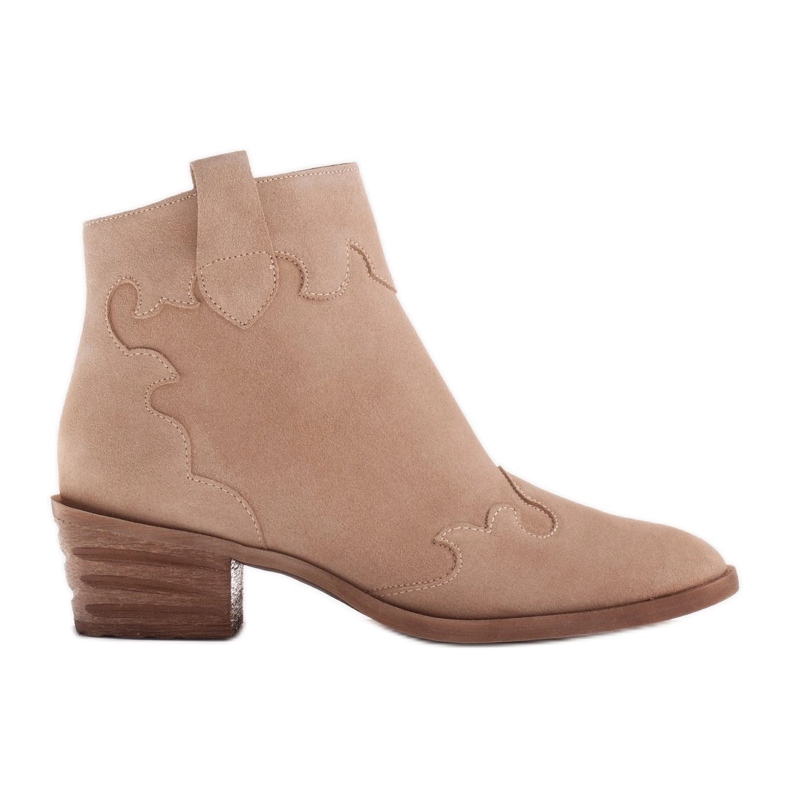 Marco Shoes Beige stövlar av naturmocka utan isolering