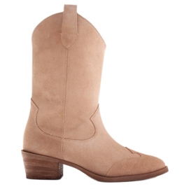 Marco Shoes Beige stövlar av naturmocka