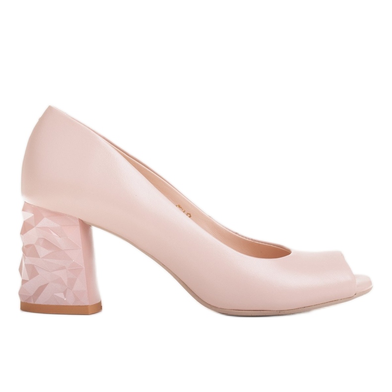 Marco Shoes Läderbeige pumps med 3D -häl rosa