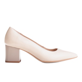Marco Shoes Beige 1038P pumpar på en stabil häl