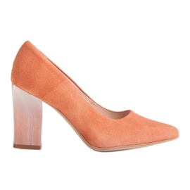Marco Shoes 320P pumpar av naturlig mocka - aprikos orange