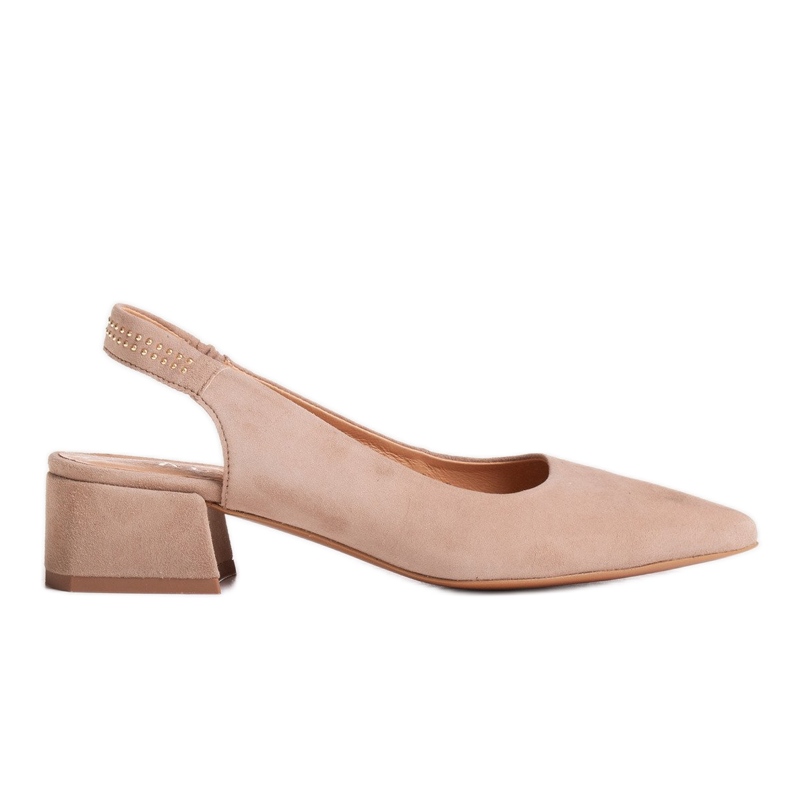 Marco Shoes Beige sandaler i mocka med dekorativa strålar