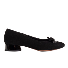 Marco Shoes Eleganta svarta ballerinor med rosett
