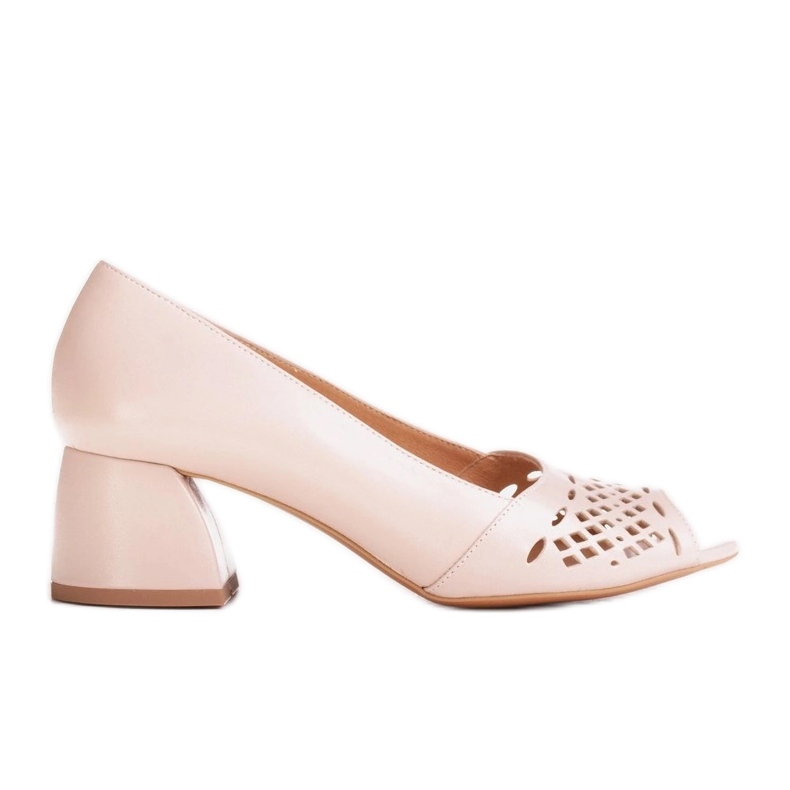Marco Shoes Beige pumps med perforerad front
