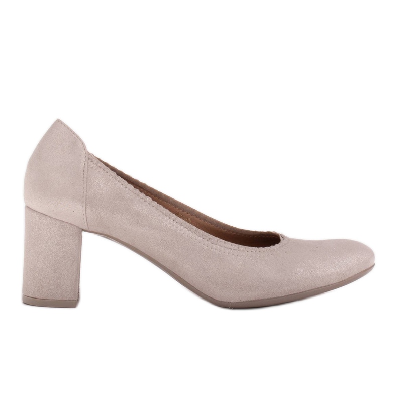 Marco Shoes Pumpar gjorda av velour getklackar beige