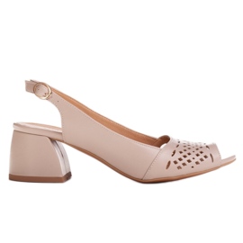 Marco Shoes Beige sandaler med perforering