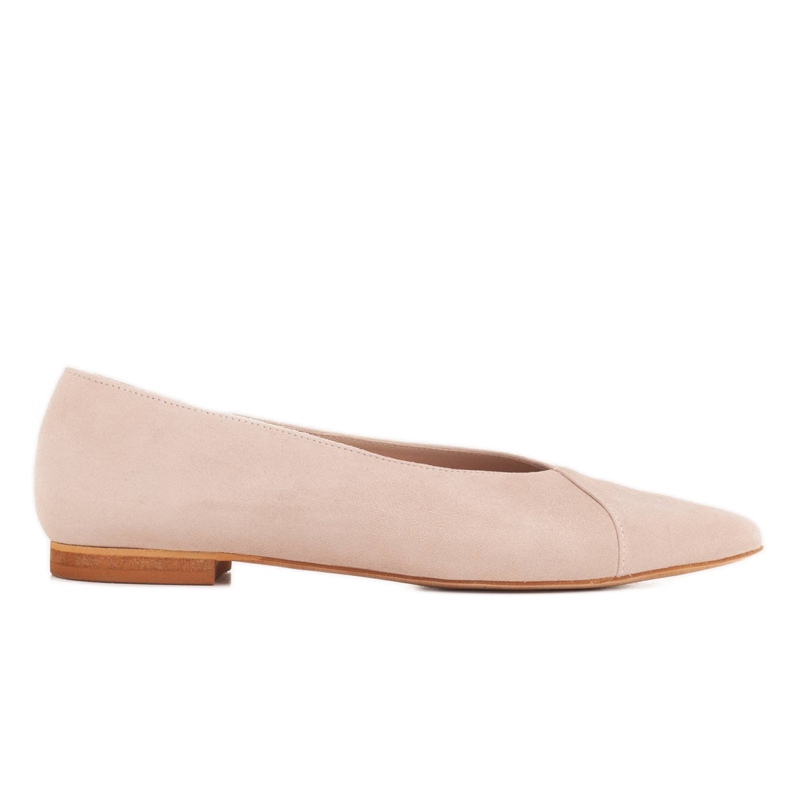 Marco Shoes Beige naturliga ballerinor i mocka