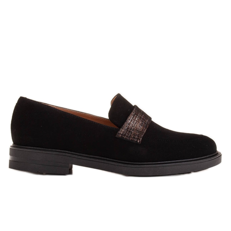 Marco Shoes Svarta loafers med velour med utsmyckningar