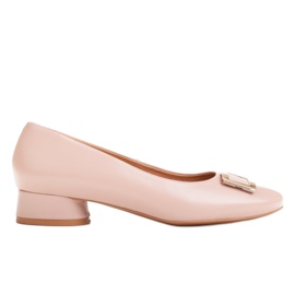 Marco Shoes Rosa ballerinor i läder med gyllene dekoration