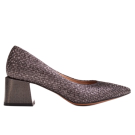 Marco Shoes Eleganta pumpar i präglat läder grå