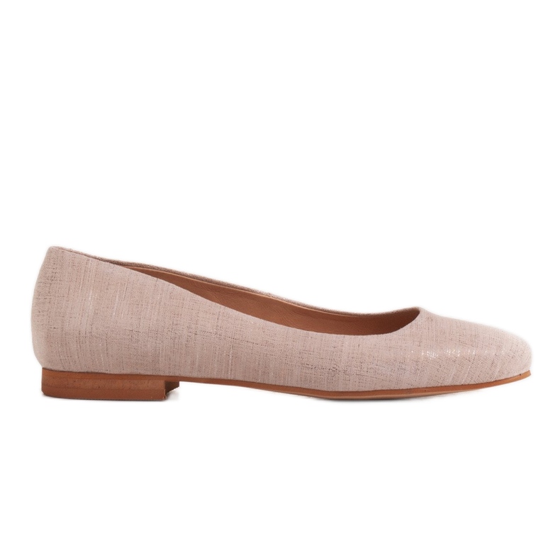 Marco Shoes Beige ballerinor i läder med metallisk accent