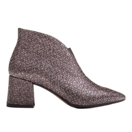 Marco Shoes 1460B smala gråa stövlar i skinn med gummiöverdel