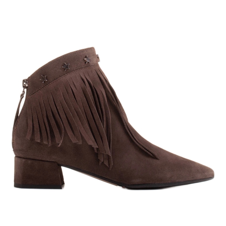 Marco Shoes Originalsockor i mocka med dekorativa fransar brun