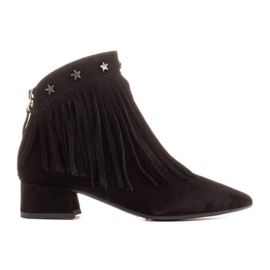 Marco Shoes Originalsockor i mocka med dekorativa fransar svart