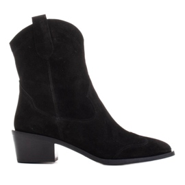 Marco Shoes Svarta cowboystövlar tillverkade av naturmocka utan isolering