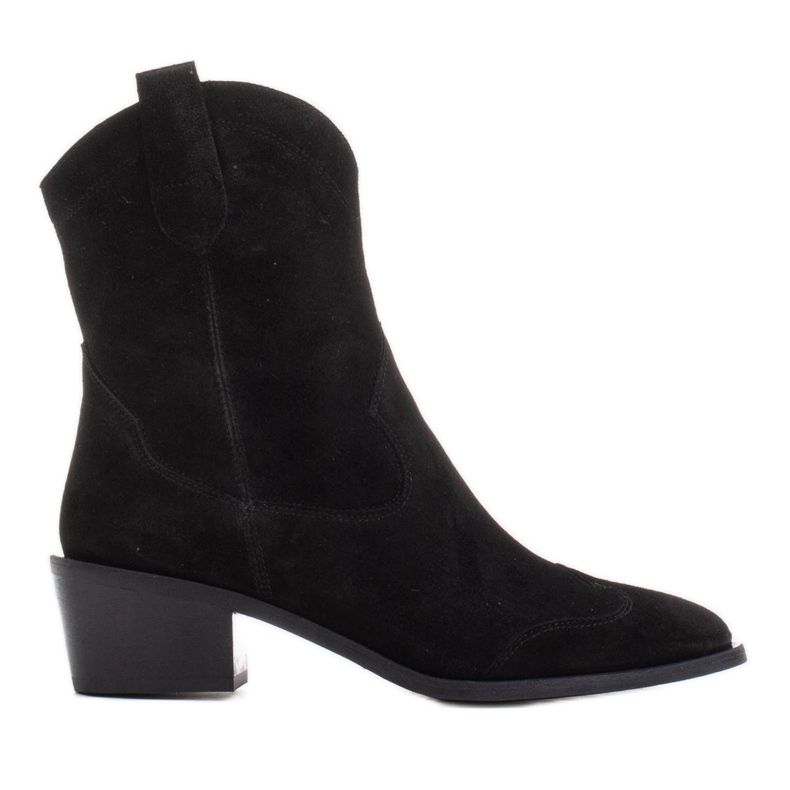 Marco Shoes Svarta cowboystövlar tillverkade av naturmocka utan isolering