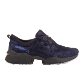 Marco Shoes Sportskor från högkvalitativt naturmocka blå