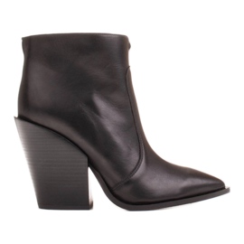 Marco Shoes Cowboystövlar för kvinnor av naturläder svart