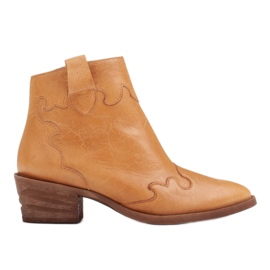 Marco Shoes Gula stövlar av oregelbundet skrynkligt naturläder