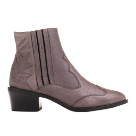 Marco Shoes Grå retro cowboystövlar med skrynkligt läder