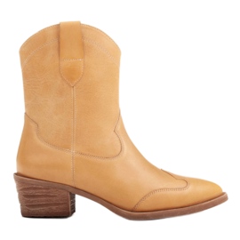 Marco Shoes Cowboystövlar av handpolerat läder utan isolering gul