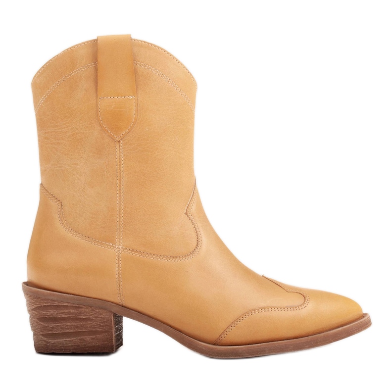 Marco Shoes Cowboystövlar av handpolerat läder utan isolering gul