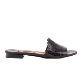 Marco Shoes Eleganta tofflor i svart läder för kvinnor