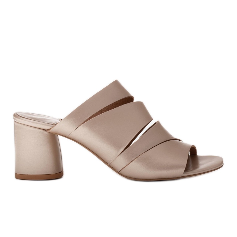 Marco Shoes Kvinnor läder tofflor, snitt ränder gyllene