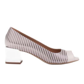 Marco Shoes Dampumps med metalliska ränder med öppen front vit silver-