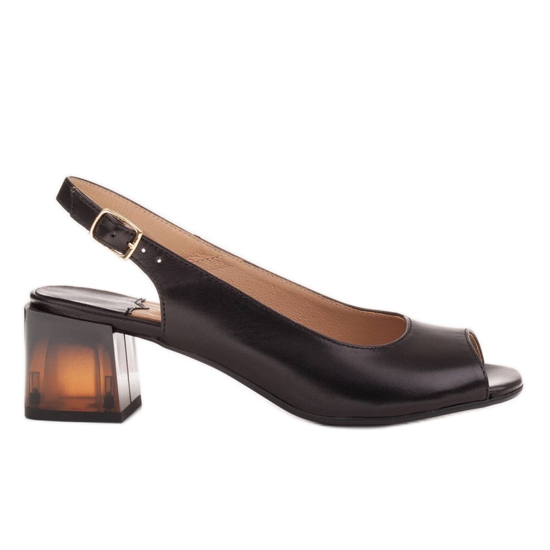 Marco Shoes Bekväma damsandaler med en intressant häl svart