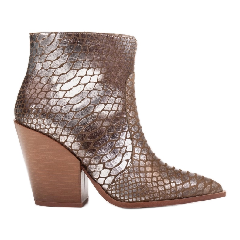 Marco Shoes Cowboystövlar för kvinnor av naturläder silver-