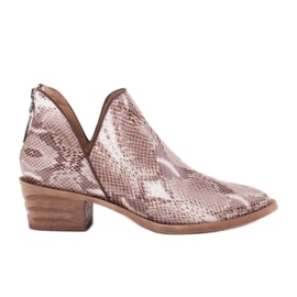 Marco Shoes Naturläderskor med V-snitt beige brun