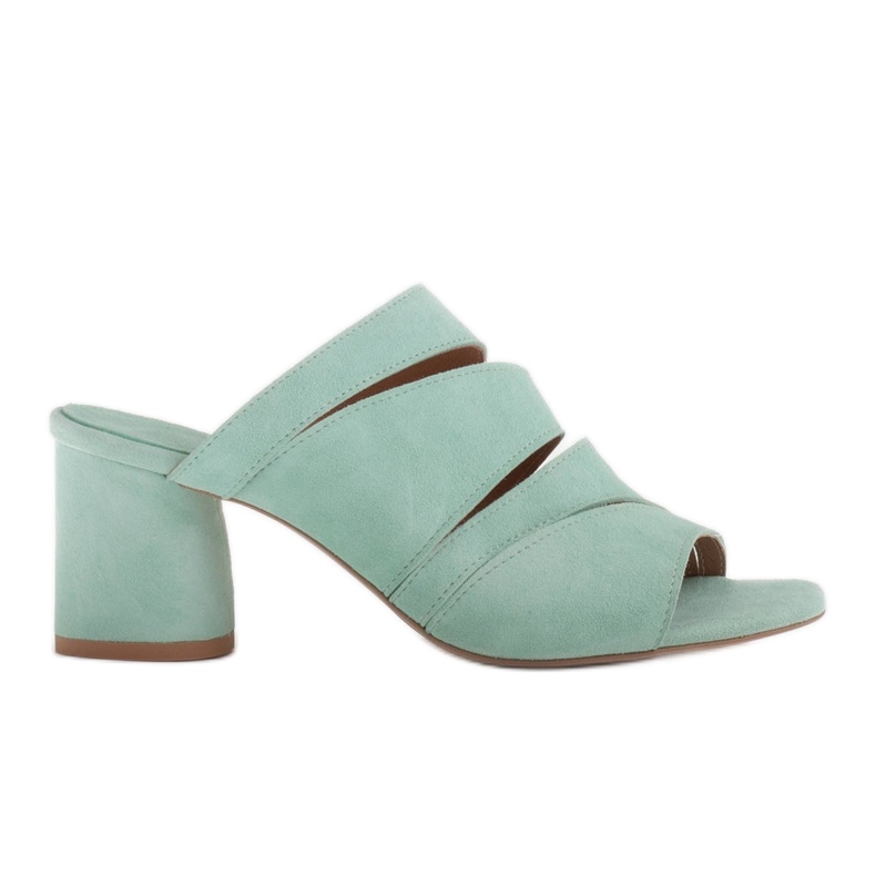 Marco Shoes Kvinnor läder tofflor, snitt ränder grön